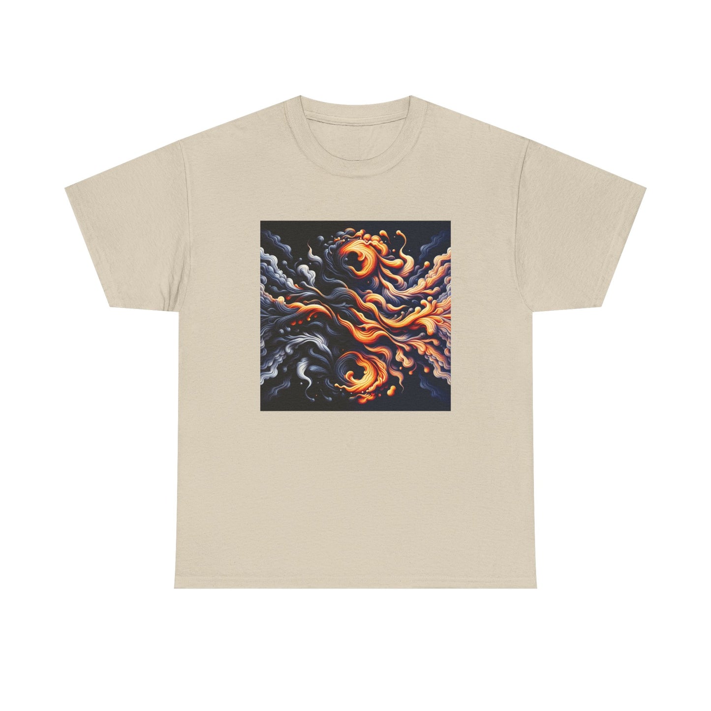 Smoke Swirl Sensation: Mesmerize in Black & Orange T-Shirt