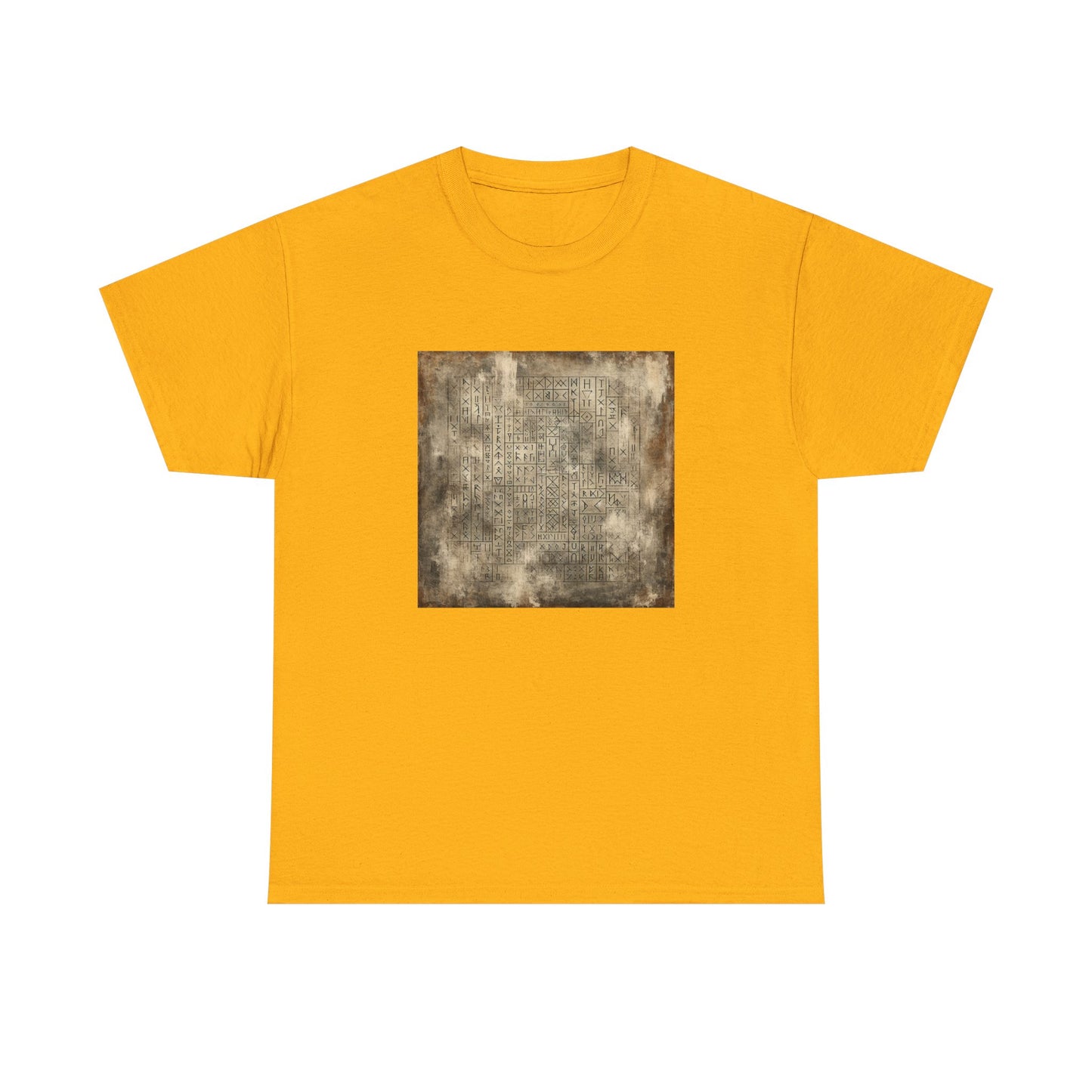Runic Whispers: Secrets Beneath the Grunge T-Shirt