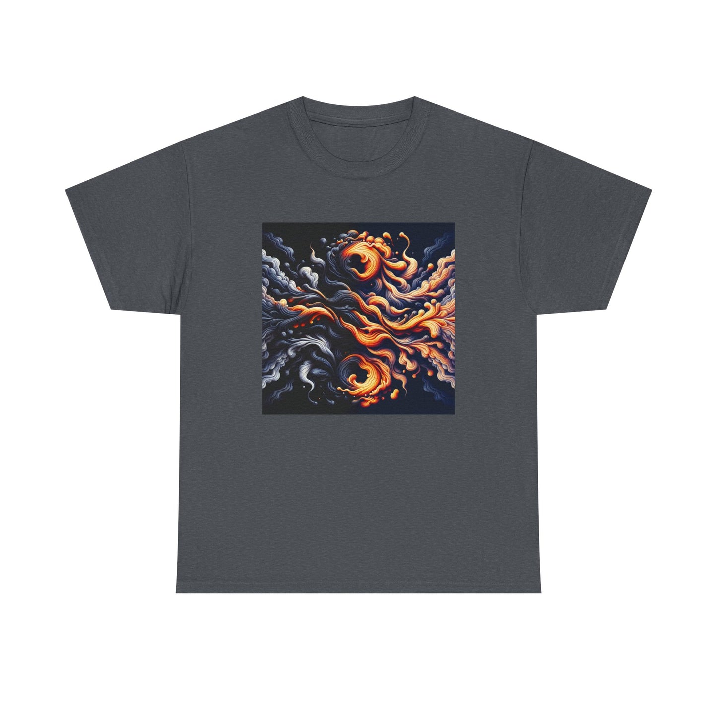Smoke Swirl Sensation: Mesmerize in Black & Orange T-Shirt