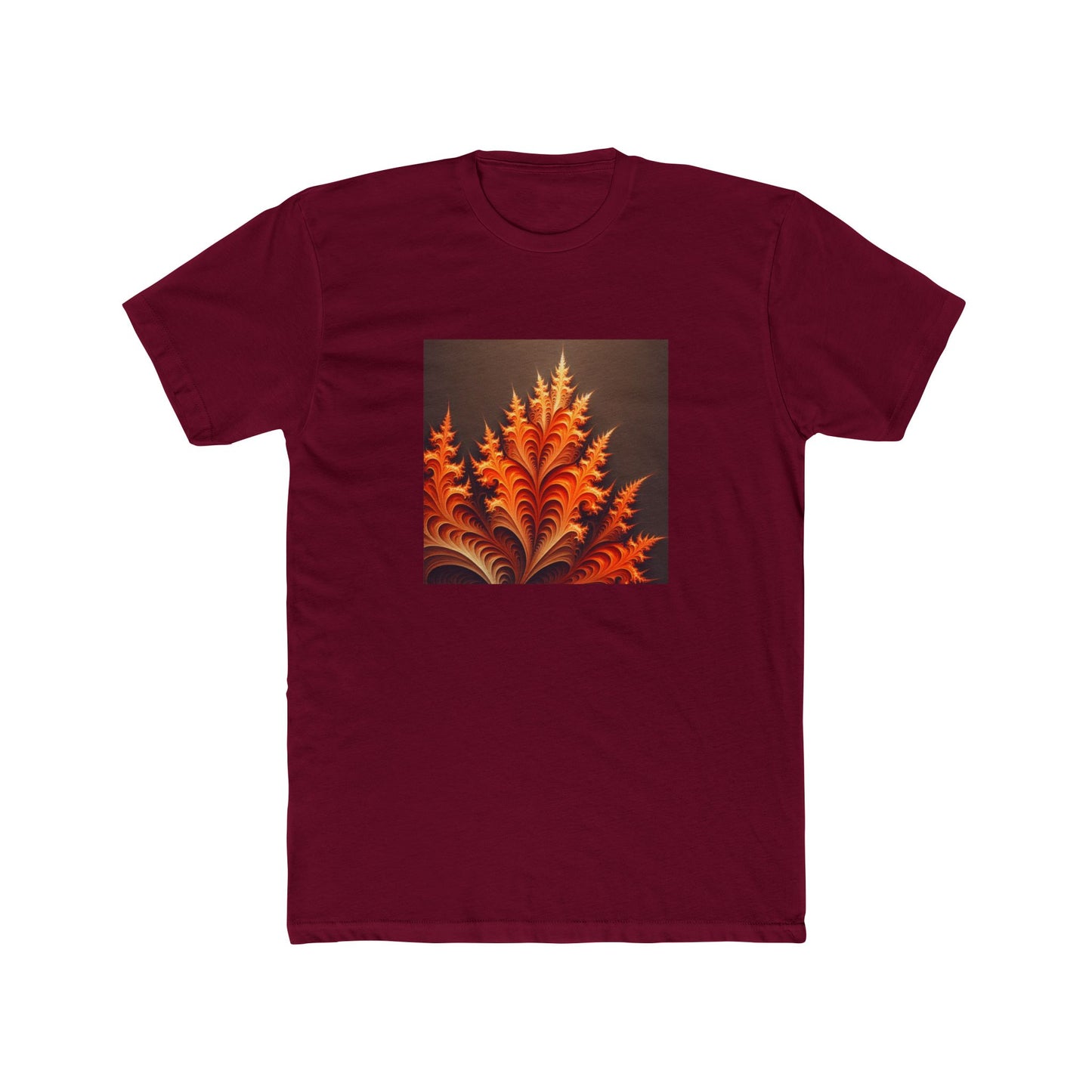 Fractal Flames: Ignite Your Style in Orange T-Shirt