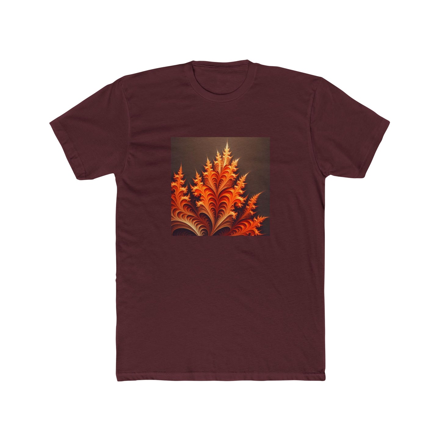 Fractal Flames: Ignite Your Style in Orange T-Shirt